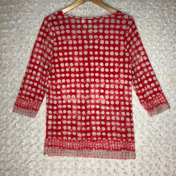 Chico's Nylon Red Polka Dot Casual Women's‎ Blouse Size 1 - Picture 3 of 3